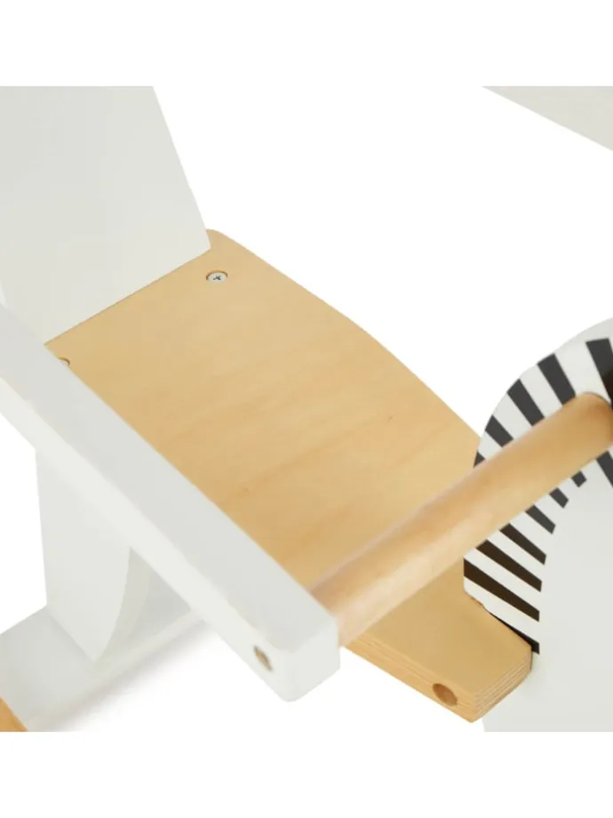 Schaukeltier aus Holz Zebra in Weiß