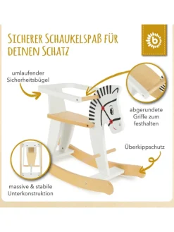 Schaukeltier aus Holz Zebra in Weiß