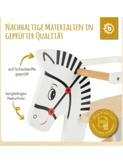 Schaukeltier aus Holz Zebra in Weiß