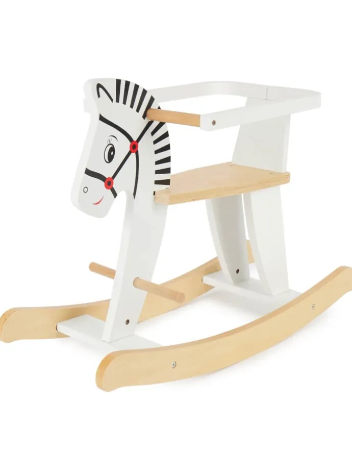 Schaukeltier aus Holz Zebra in Weiß