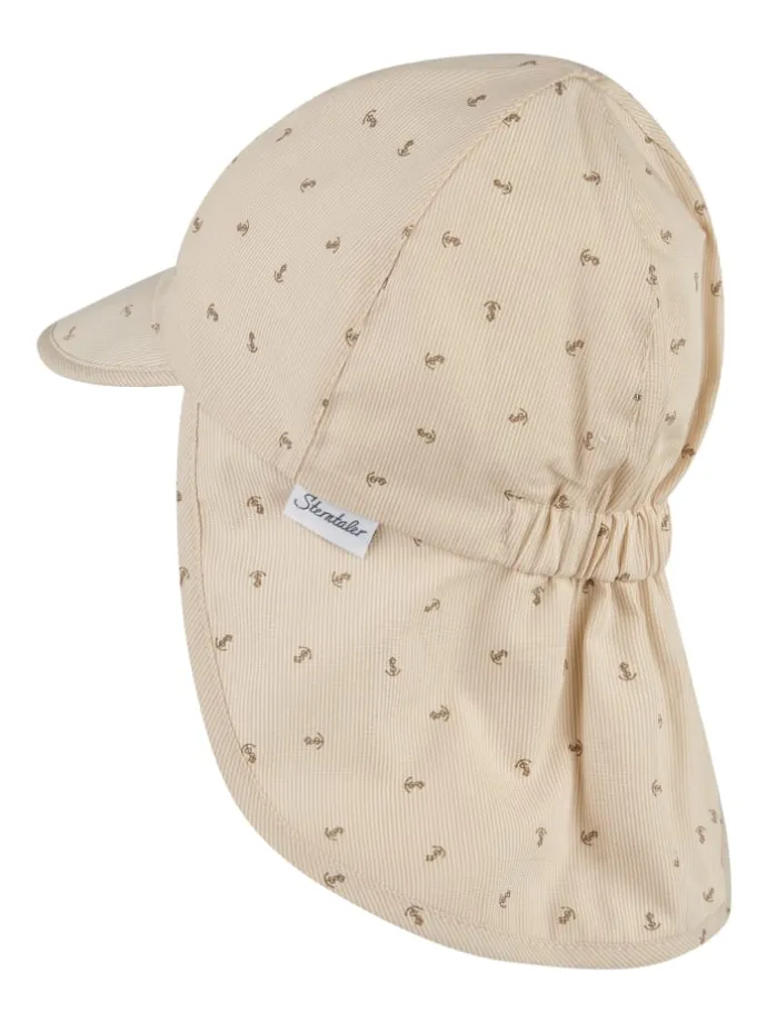 Schirmmütze mit Nackenschutz Anker in beige