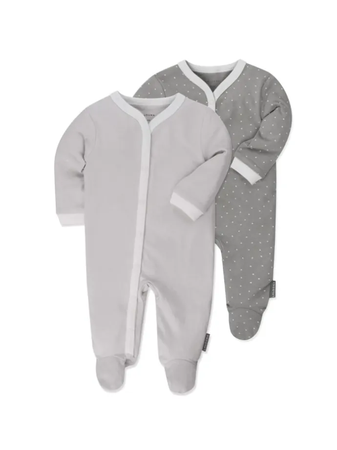 Schlafanzug 2er Pack Pyjama Einteiler - Grau in grau