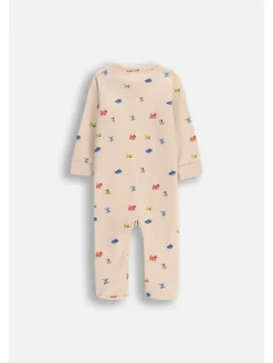 Schlafoverall mit Füßen in beige
