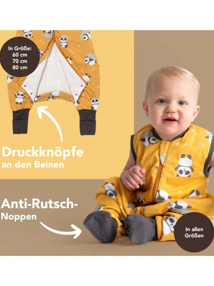 Schlafsack mit Füßen und umklappbaren Bündchen 1.0 TOG in Gold