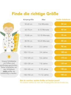 Schlafsack mit Füßen und umklappbaren Bündchen 1.0 TOG in Gold