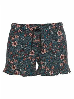 Schlafshorts in petrol-geblümt