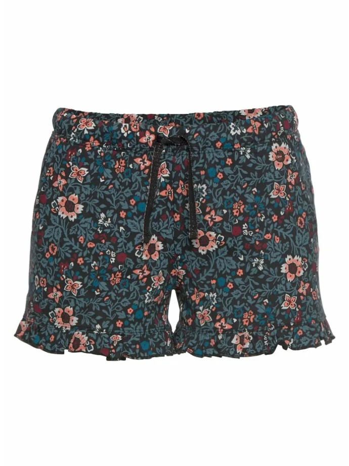 Schlafshorts in petrol-geblümt