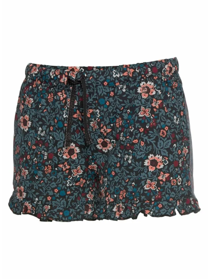 Schlafshorts in petrol-geblümt