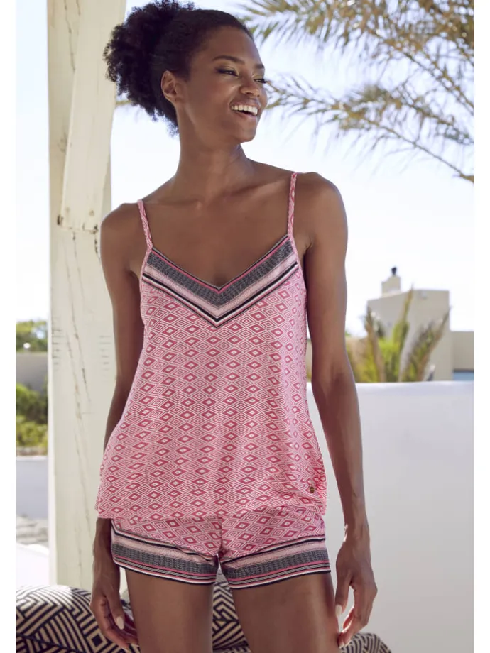 Schlafshorts in pink gemustert