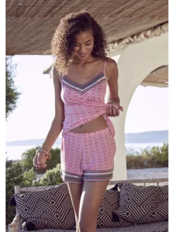 Schlafshorts in pink gemustert