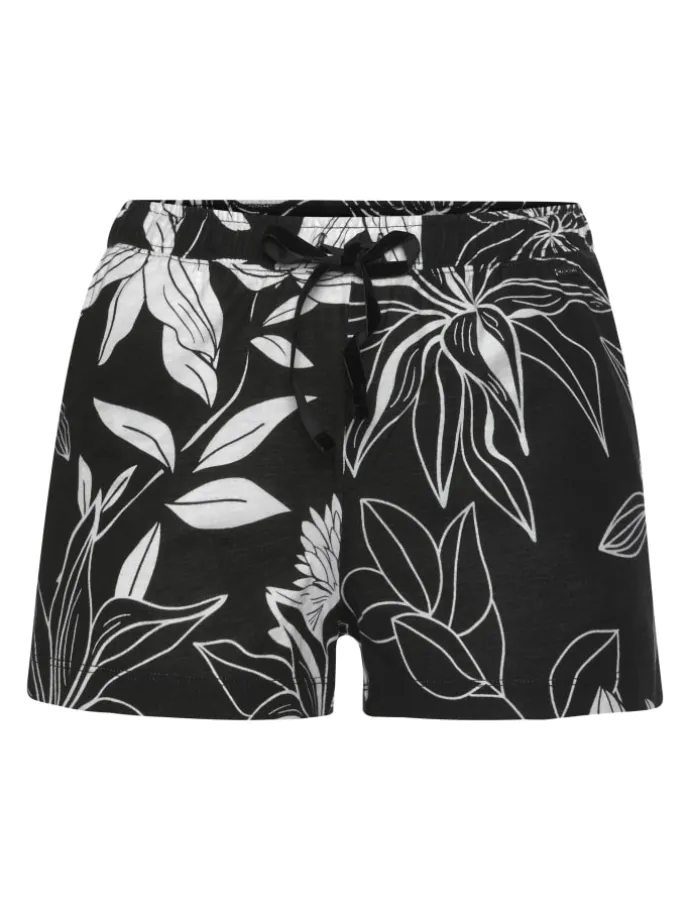 Schlafshorts in schwarz-allover-geblümt