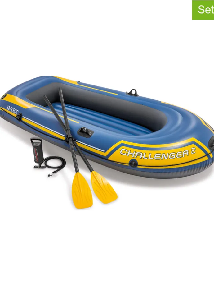 Schlauchboot in Dunkelblau/ Gelb mit Zubehör - (L)236 x (B)114 cm