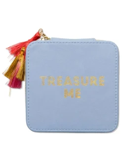 Schmuckkästchen "Treasure Me" in Hellblau  - (L)12,5 x (B)12,5 cm