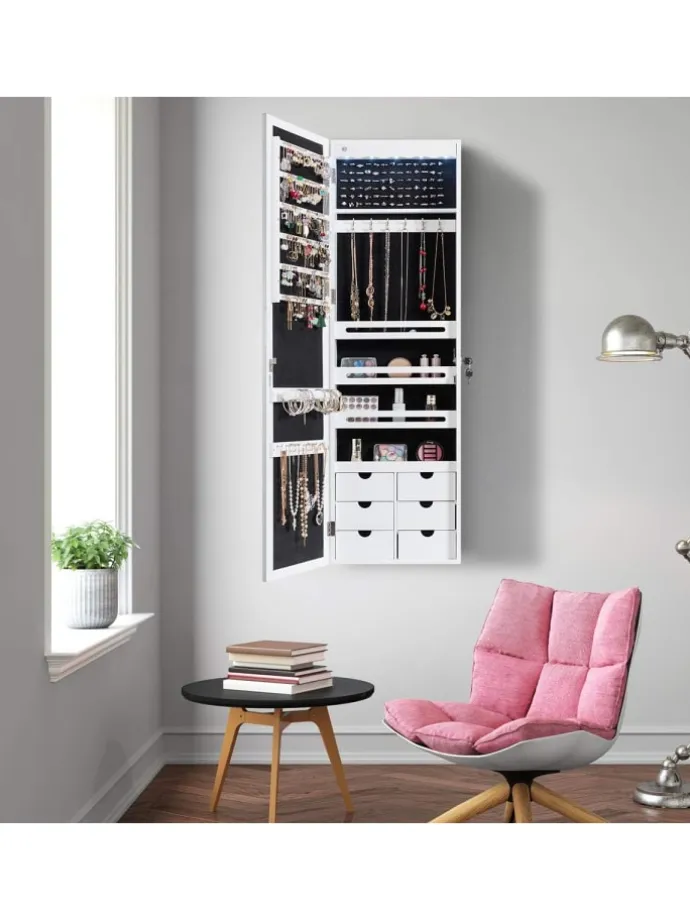 Schmuckschrank mit LED in Weiß