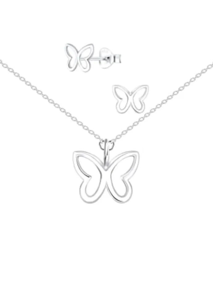 Schmuckset SCHMETTERLING in 925 Sterling Silber, 4-tlg. in silber