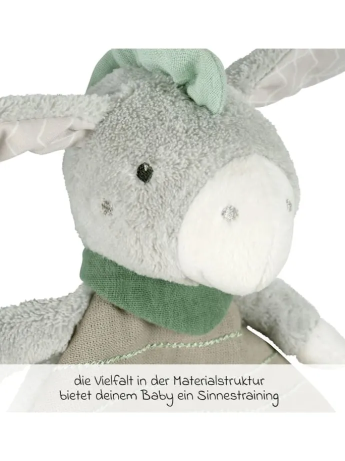 Schmusetuch / Schnuffeltuch - Esel in grau,gruen