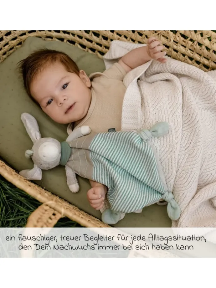 Schmusetuch / Schnuffeltuch - Esel in grau,gruen
