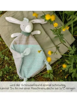 Schmusetuch / Schnuffeltuch - Esel in grau,gruen