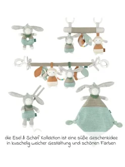 Schmusetuch / Schnuffeltuch - Esel in grau,gruen