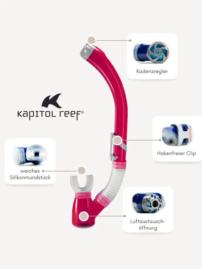 Schnorchel Ventilschnorchel Tauchen Kapitol Reef Profiqualität rot
