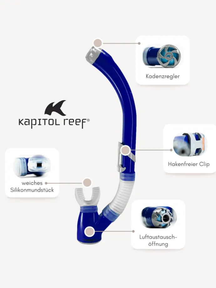 Schnorchel Ventilschnorchel Tauchen Kapitol Reef Profiqualität blau