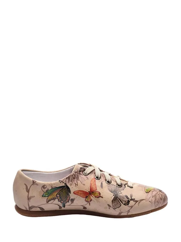 Schnürschuhe in Beige/ Braun/ Bunt