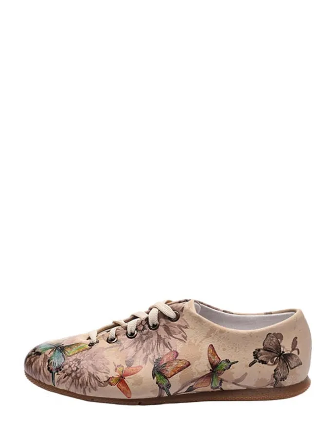 Schnürschuhe in Beige/ Braun/ Bunt