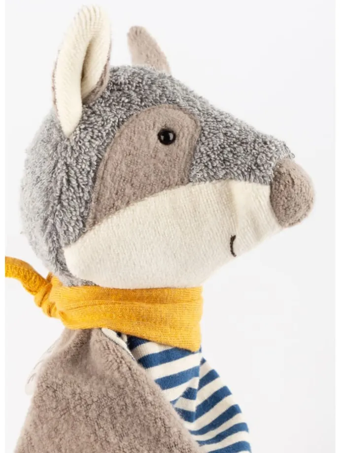 Schnuffeltuch Waschbär Baby Geschenk in grau