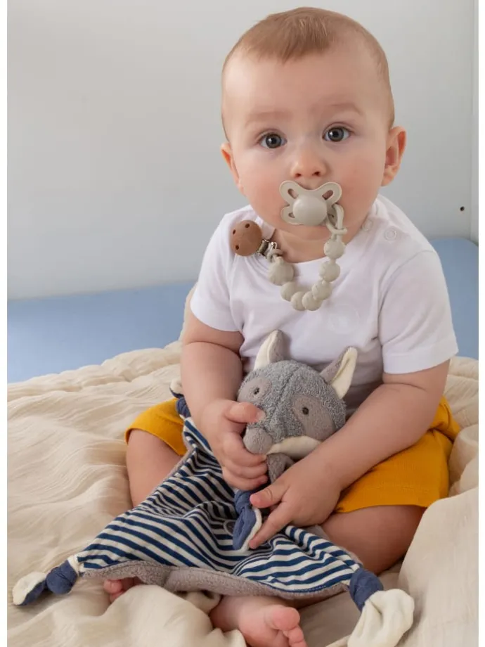 Schnuffeltuch Waschbär Baby Geschenk in grau