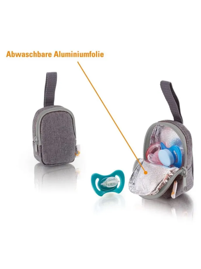 Schnullertasche Deluxe - Grau in grau