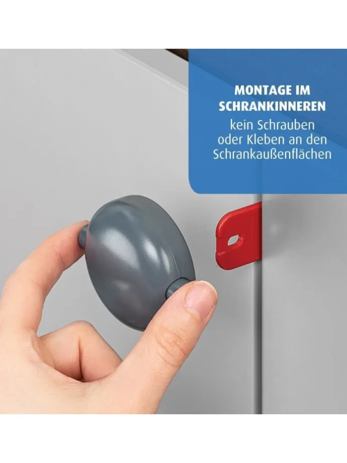 Schrankschloss für Doppeltüren grau in Grau ab 6 Monate