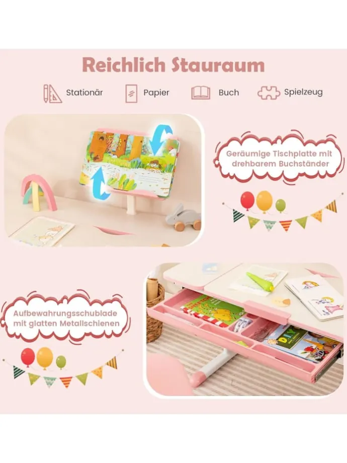 Schreibtisch für 3-12 Jahre in Rosa