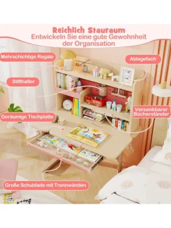 Schreibtisch Kinder in Rosa