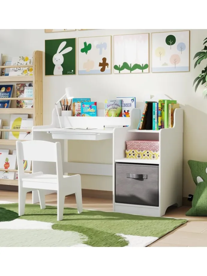 Schreibtisch Kinder mit Stuhl in Weiß