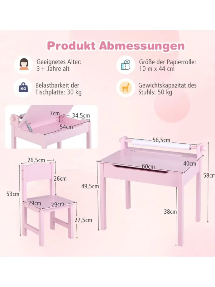 Schreibtisch Set ab 3 Jahren in Rosa