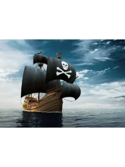 Schreibtischunterlage "Piratenschiff Muster" in Schwarz/Blau (L)60 x (B)40