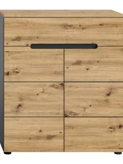 Schuhkommode  (B/H/T: 80x94x37 cm) in Basalt grau und Artisan Nachbildung