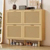 Schuhkommode in Braun mit Rattan-Schubladen 100x25x90 cm
