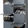 Schuhschrank in Grau - (B)84 x (H)128 x (T)32 cm