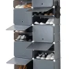 Schuhschrank in Grau - (B)84 x (H)160 x (T)32 cm