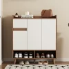 Schuhschrank in Natürlich mit verstellbaren Einlegeböden H99 B90 T35 cm