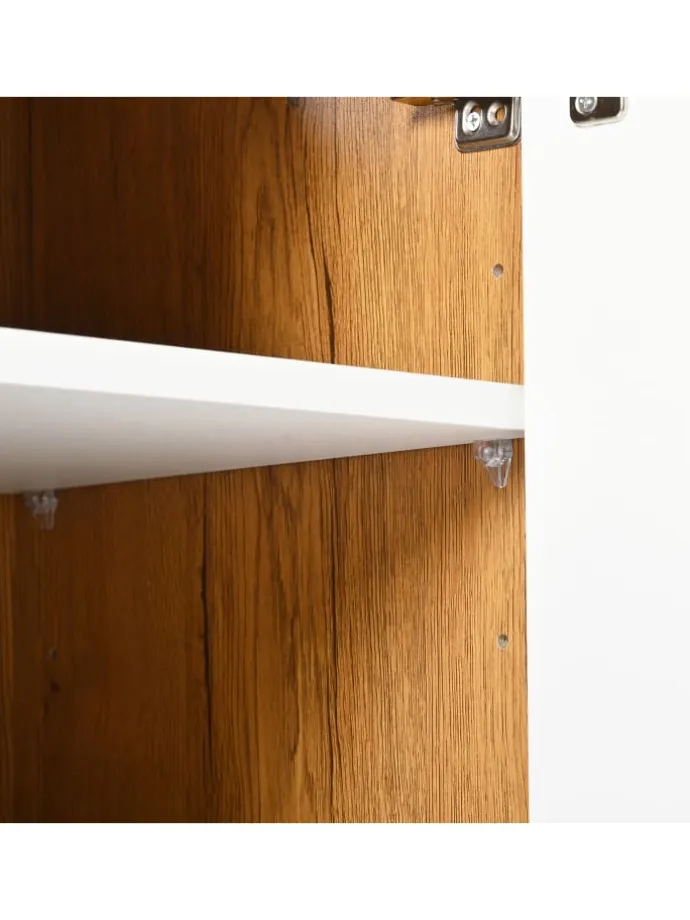 Schuhschrank in Natürlich mit verstellbaren Einlegeböden H99 B90 T35 cm