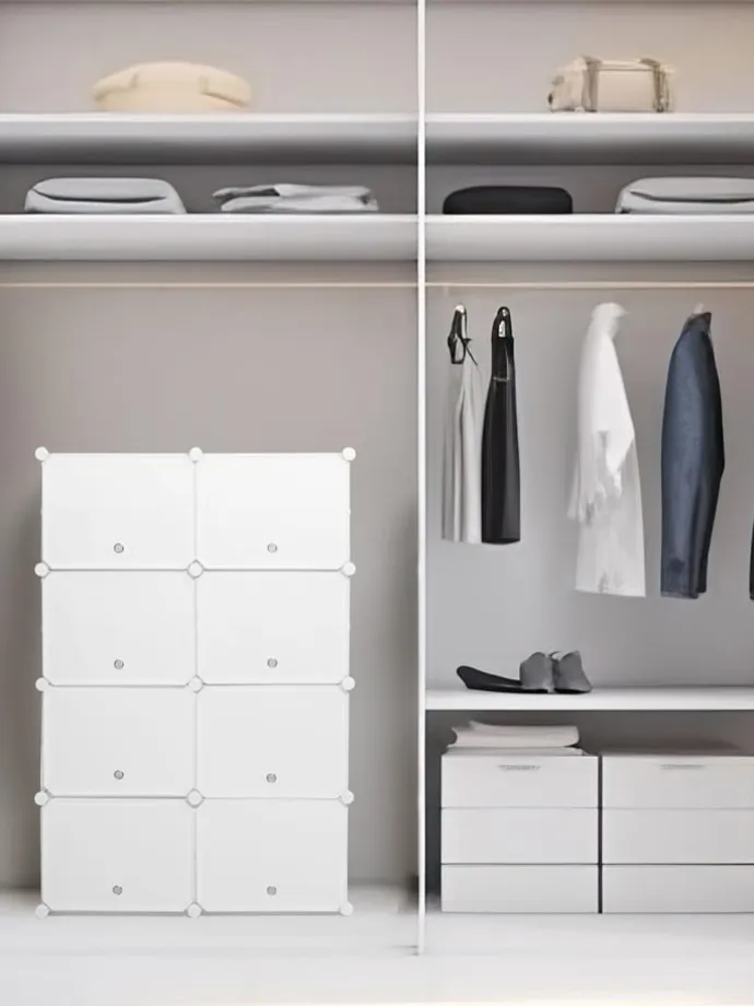 Schuhschrank in Weiß - (B)84 x (H)160 x (T)32 cm