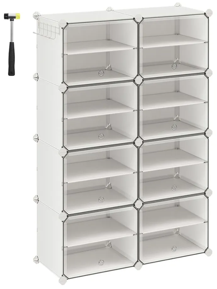 Schuhschrank in Weiß/ Transparent - (B)124 x (H)94 x (T)32 cm