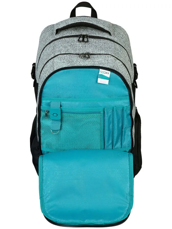 Schulrucksack "Wool the World" in Grau/ Schwarz - (B)31 x (H)45,5 x (T)24 cm