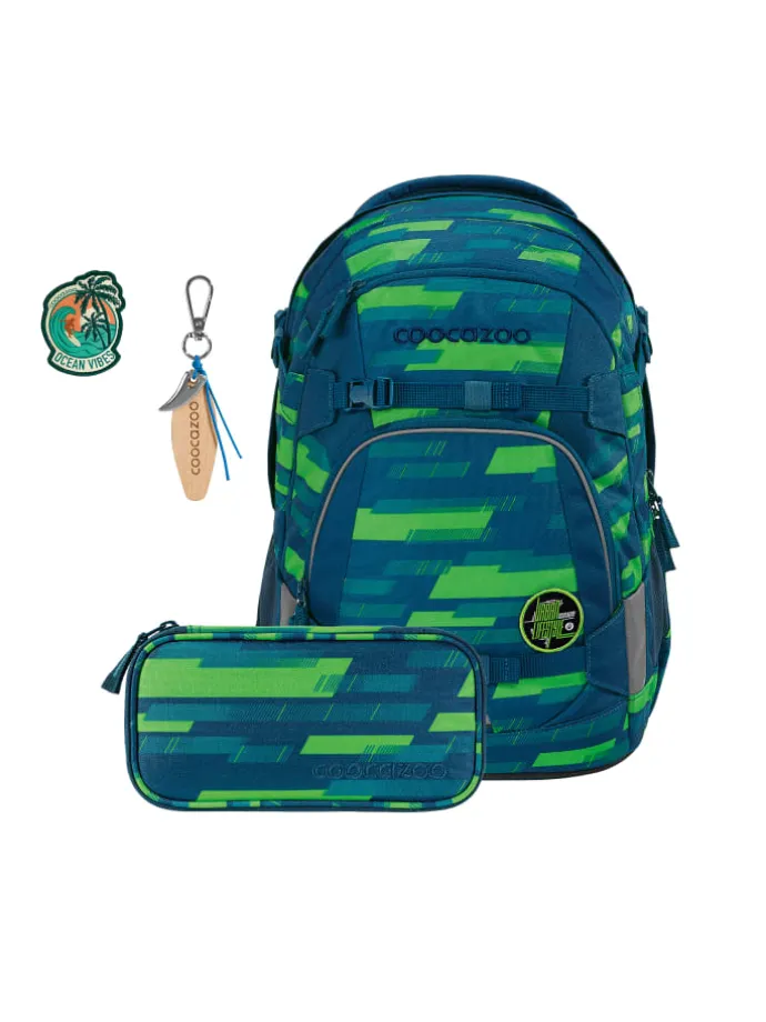 Schulrucksack-Set MATE COLOUR UP-Set in Lime Stripe