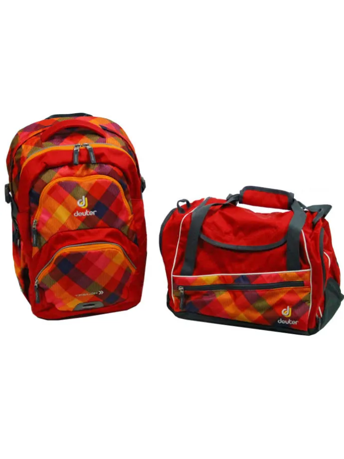 Schulrucksack-Set Ypsilon berry crosscheck in rot