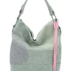 Schultertasche "Olga" in Grün/ Grau - (B)27 x (H)37 x (T)17 cm