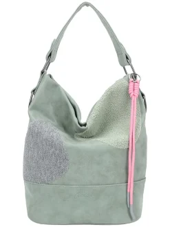 Schultertasche "Olga" in Grün/ Grau - (B)27 x (H)37 x (T)17 cm