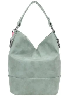 Schultertasche "Olga" in Grün/ Grau - (B)27 x (H)37 x (T)17 cm